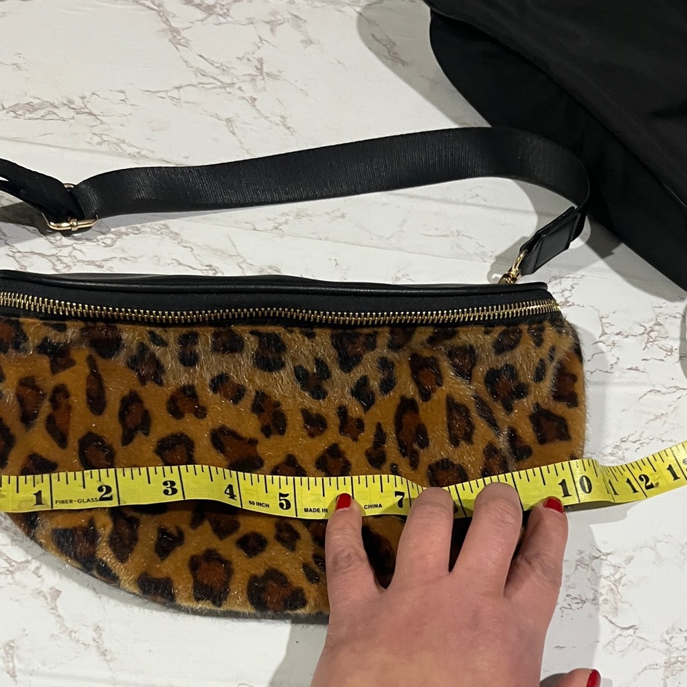 Gently used Leopard Print ponyhair Fanny Pack with Black Strap